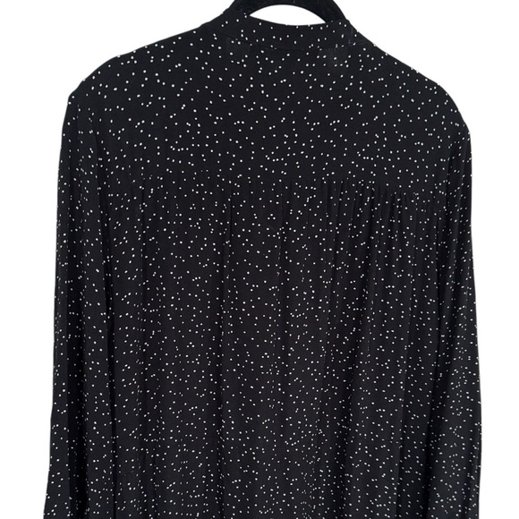 Zara Black and White Polka Dot Deep V-Neck Midi Dress Size XL - Picture 7 of 11